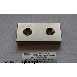 Magnes neodymowy MPŁ 80x40x15 [N38] stożek 16 mm do 8,5 mm