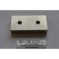 Magnes neodymowy płytkowy pod wkręt MPŁW 80x40x15 [N38] stożek 16 mm do 8,5 mm N lub S