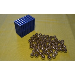 Klocki magnetyczne 90 pałeczek i 60 kulek w sumie 150 elementów NIEBIESKIE