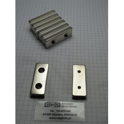 Magnes neodymowy płytkowy pod wkręt MPŁW 40x15x5 [N38] stożek 7 mm do 3,5 mm N lub S