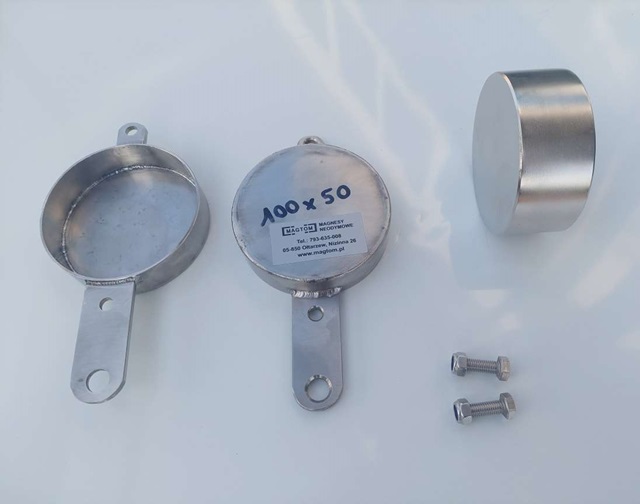 Magnesy neodymowe w pełnej obudowie niezniszczalne 360 stopni mocowanie boczne INOX
