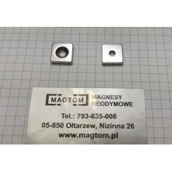 Magnes neodymowy płytkowy pod wkręt MPŁW 12x12x3 [N38] stożek 7 mm do 3,5 mm N lub S