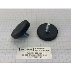 Uchwyt Magnetyczny UMGZ 34x6x20 M6 mm w obudowie gumowej gwint zewnetrzny CZARNY
