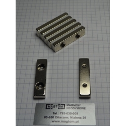 Magnes neodymowy płytkowy pod wkręt MPŁW 40x10x5 [N38] stożek 8 mm do 4 mm N lub S