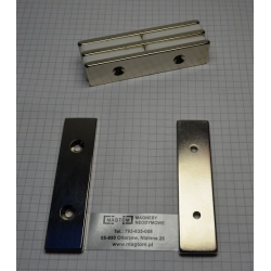 Magnes neodymowy płytkowy pod wkręt MPŁW 80x20x4 [N38] stożek 8 mm do 4 mm N lub S