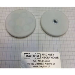 Uchwyt Magnetyczny UMGW 43x6  M4 mm w obudowie gumowej gwint wewnętrzny BIAŁY