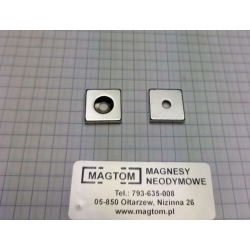Magnes neodymowy płytkowy pod wkręt MPŁW 14x14x3 N38 stożek 7 mm do 3,5 mm N lub S