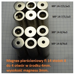 Okrągły magnes neodymowy pod wkręt MP 14-8/4x3 [N38SH]