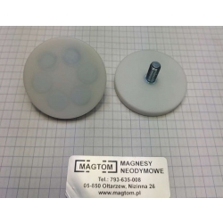 Uchwyt Magnetyczny UMGZ 43x6x21 M6 mm w obudowie gumowej gwint zewnetrzny BIAŁY