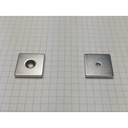 Magnes neodymowy płytkowy pod wkręt MPŁW 20x20x3 [N38] stożek 7 mm do 3,5 mm N lub S