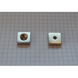 Magnes neodymowypłytkowy pod wkręt MPŁW 15x15x5 [N38] stożek 8 mm do 4 mm N lub S