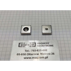Magnes neodymowy płytkowy pod wkręt MPŁW 14x14x4 N38 stożek 7 mm do 3,5 mm N lub S
