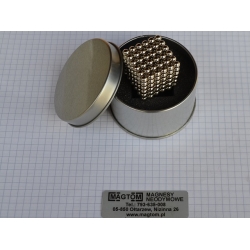 Neocube 5mm 216szt  kulki magnetyczne z pudełkiem metalowym srebrne