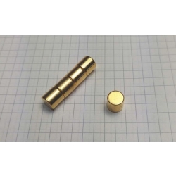Magnes neodymowy pozłacany MW 8x8 [N38] Au ZŁOTY
