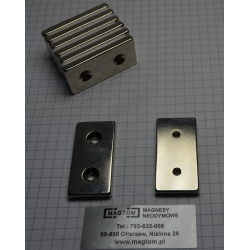 Magnes neodymowy płytkowy pod wkręt MPŁW 40x20x4 [N38] stożek 7 mm do 3,5 mm N lub S