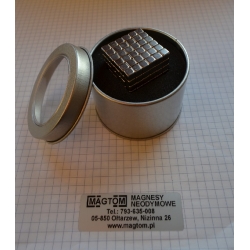 Neocube kostka 5mm 216szt z pudełkiem metalowym srebrne kwadraty